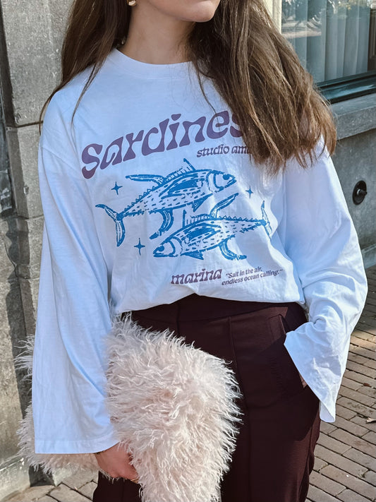 Studio Amaya Sardines longsleeve print wit