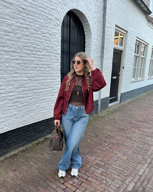 Suus polka dots bomber jasje bordeaux