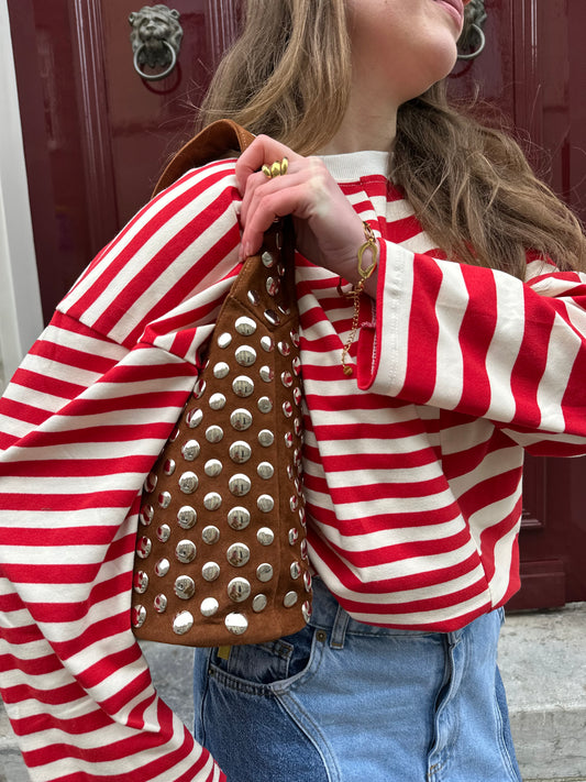 Roos tas studs suede