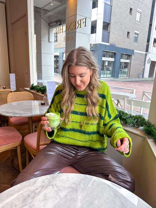 Tess groene gestreepte trui