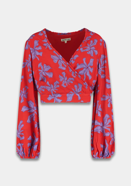 Harper & Yve Flora wikkel top rood