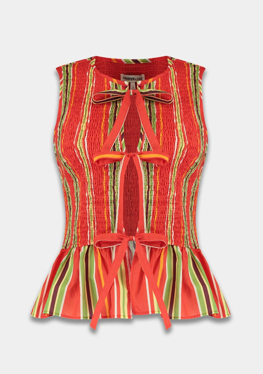 Harper & Yve Cindy Gilet stripes rood