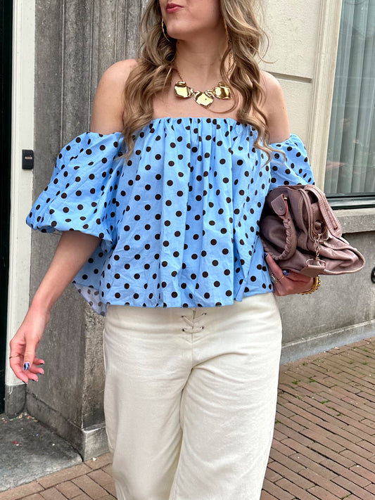 Fay polkadot top blauw