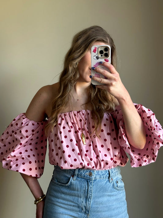 Fay polkadot top roze