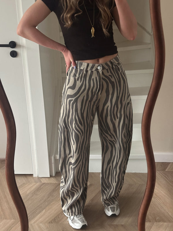 Barrel jeans met tijger print