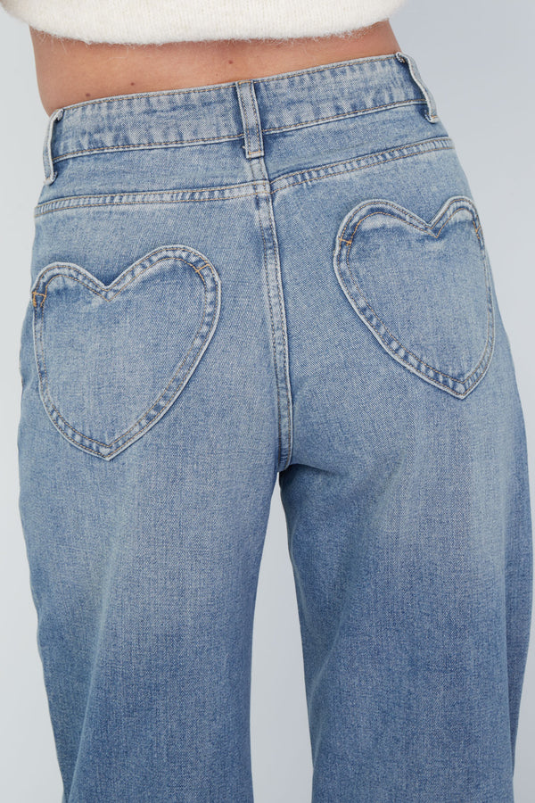 Amour straight leg jeans met hearts