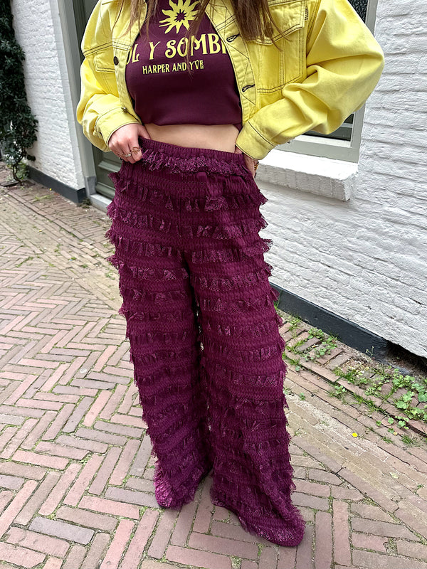 Harper & Yve LO ruffle pants paars