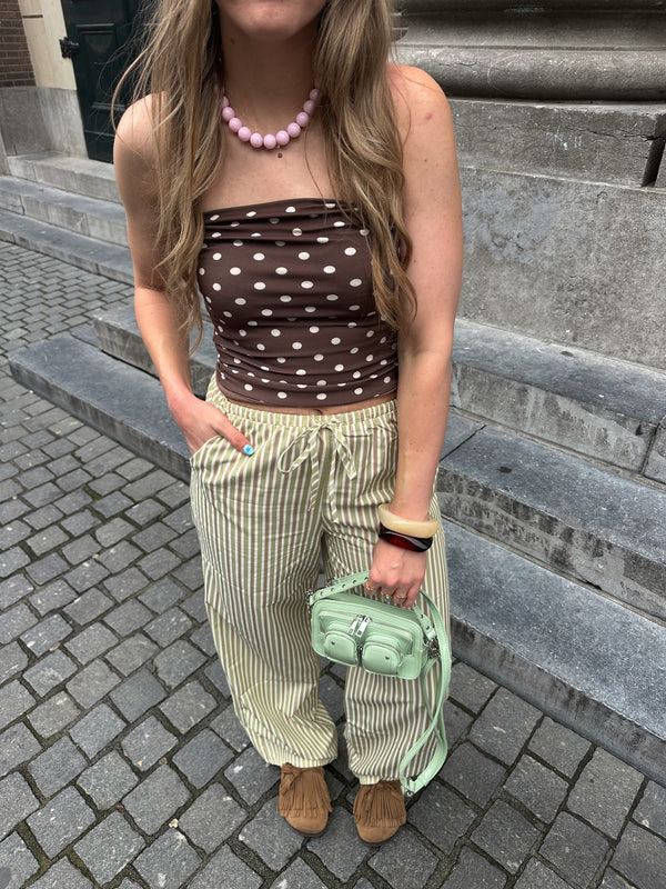 Chloe strapless polkadot top