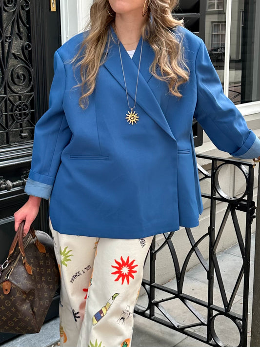 Boxy oversized blazer cobalt blue