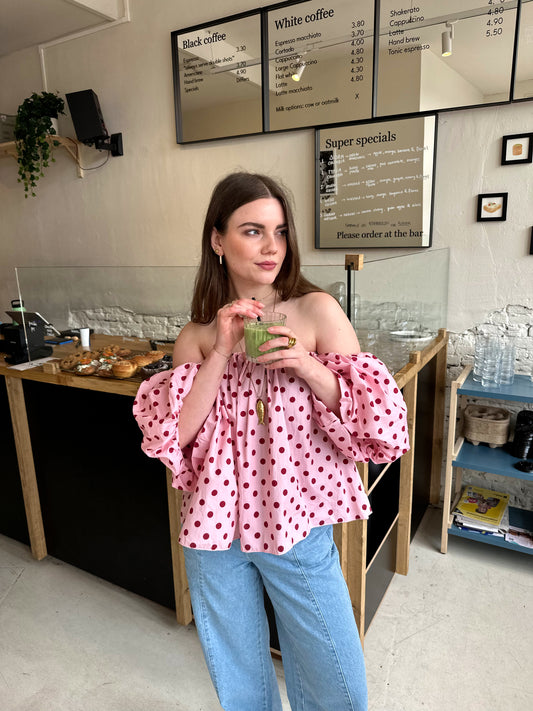 Fay polkadot top roze