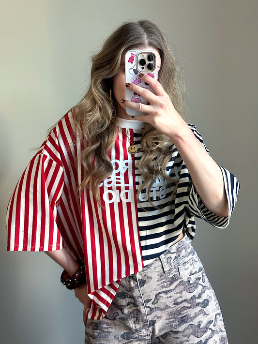 Floor gestreept boxy t-shirt red blue